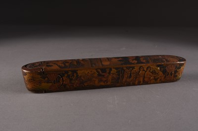 Lot 66 - A papier-mâché lacquered pen case (Qalamdan), Qajar, 19th century