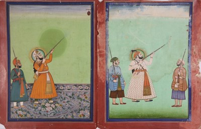 Lot 138 - Two Indian paintings of noblemen hunting, Deccan, 18th/19th century