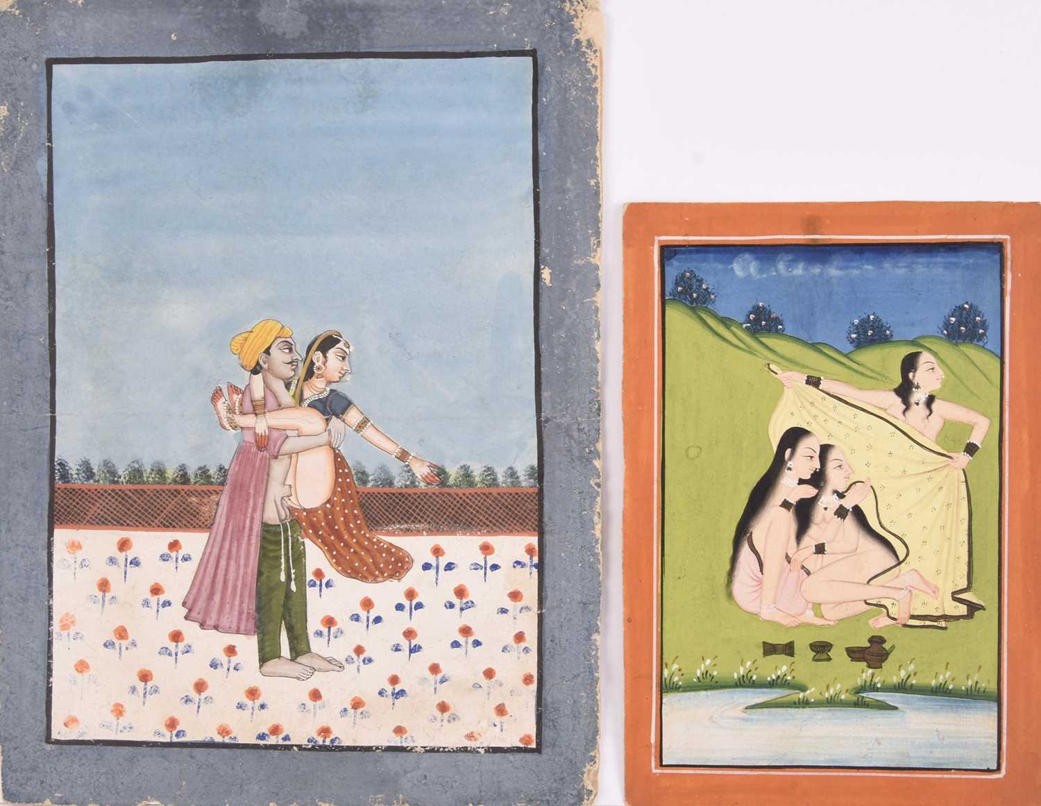 Lot 47 - Two Indian miniature erotic paintings, Deccan, 19th century