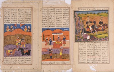 Lot 143 - A collection of illustrated leaves from a dispersed manuscript, Persia, 18th century and later
