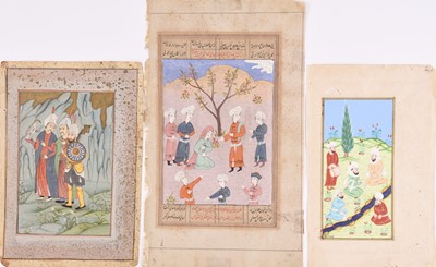 Lot 74 - Three illustrated leaves from dispersed manuscripts, Persia, 18th/19th century