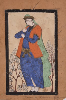 Lot 79 - Persian school, a pair of paintings of noble figures in landscapes, 19th century