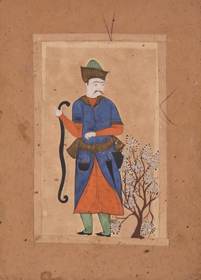 Lot 79 - Persian school, a pair of paintings of noble figures in landscapes, 19th century