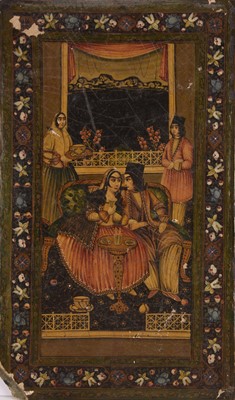 Lot 70 - Two Persian illustrated manuscript covers, 19th century