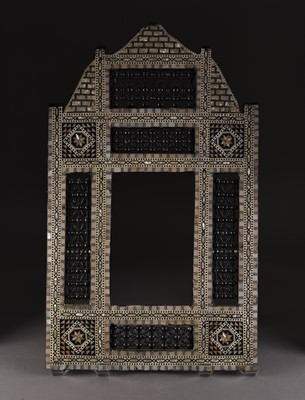 Lot 68 - An Egyptian Mashrabiya inlaid mirror frame