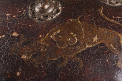 Lot 20 - A painted hide leather shield or Dhal, Northern India, 19th century
