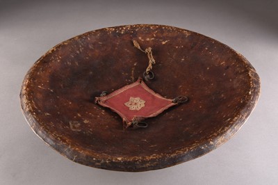 Lot 20 - A painted hide leather shield or Dhal, Northern India, 19th century