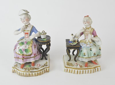 Lot 214 - A pair of French bisque porcelain figures modelled after Meissen, 19th century
