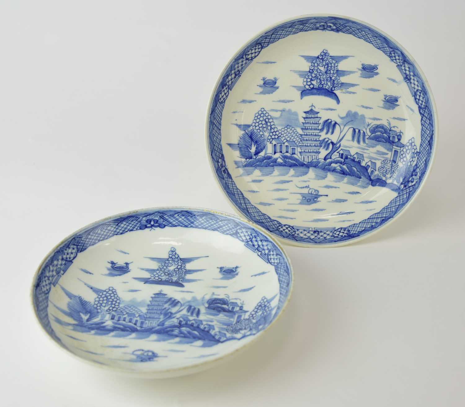 Lot 6 - Caughley 'Tower' dish, two 'Weir' plates and Coalport 'Tower' dish