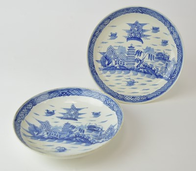 Lot 25 - A large Caughley 'Tower' saucer dish with matching Coalport version