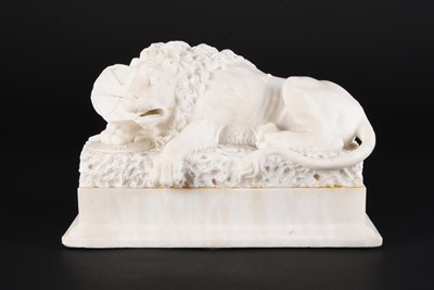 Lot 72 - An Italian alabaster figure of a lion, late 19th century
