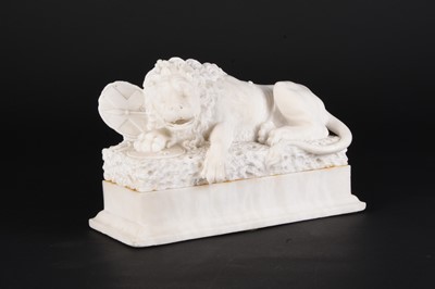 Lot 72 - An Italian alabaster figure of a lion, late 19th century