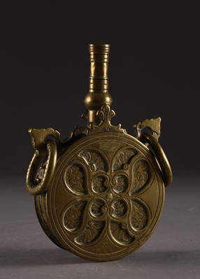 Lot 149 - A brass black powder flask, Morocco, 19th century