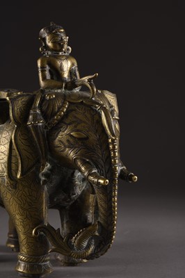 Lot 15 - A silver inlaid bronze elephant, India, 18th/19th century