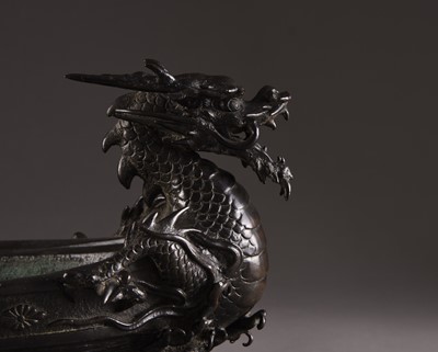 Lot 205 - A Japanese bronze planter in the form of a dragon ship, Meiji era