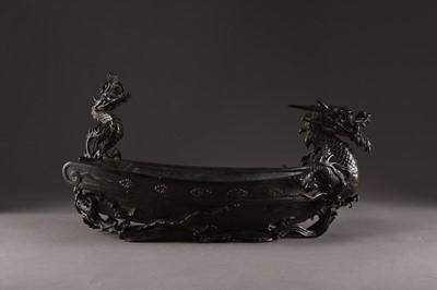 Lot 205 - A Japanese bronze planter in the form of a dragon ship, Meiji era