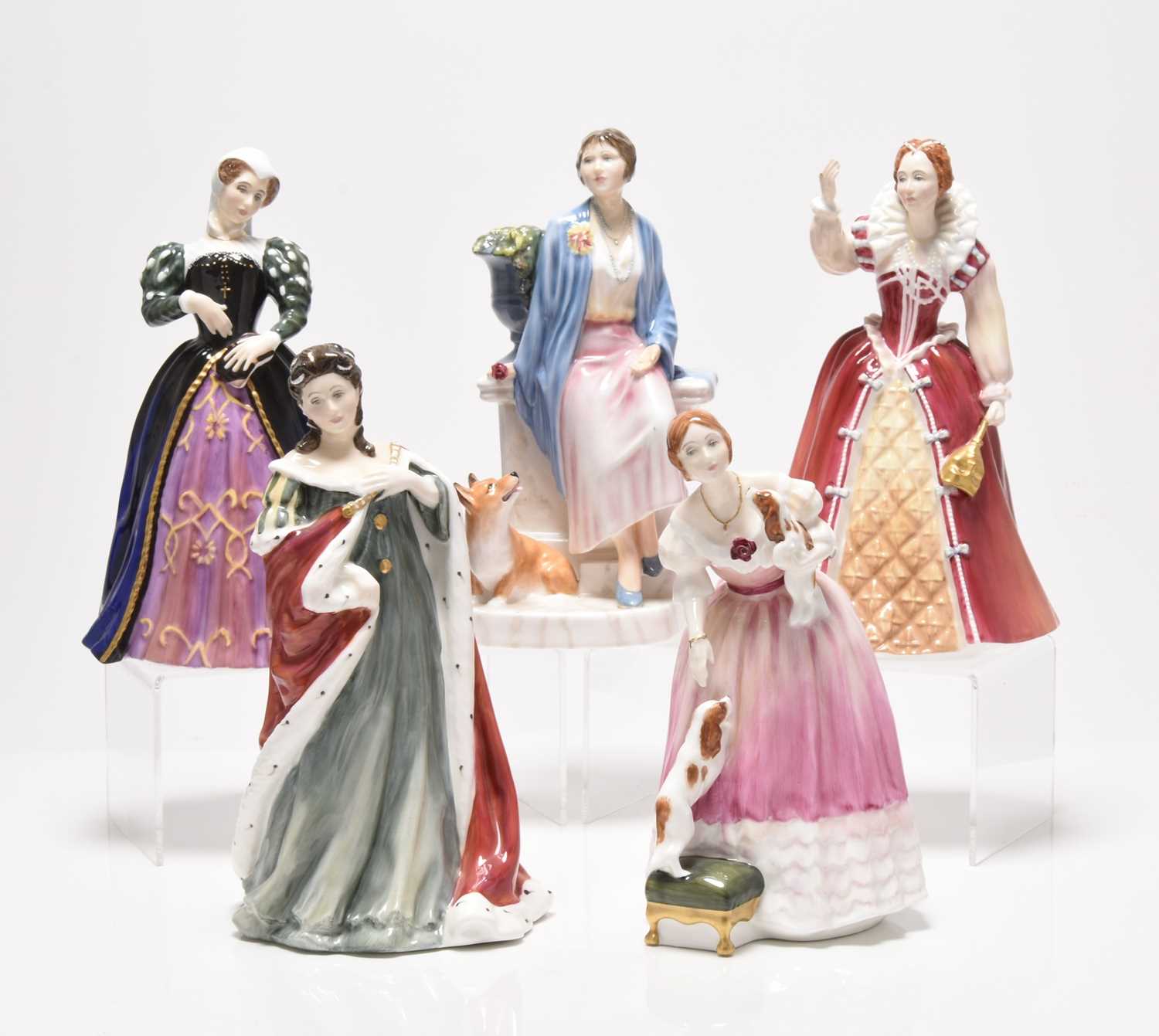 Lot 204 - A set of Royal Doulton limited edition 'Queens of the Realm' figures and 'Queen Mother'