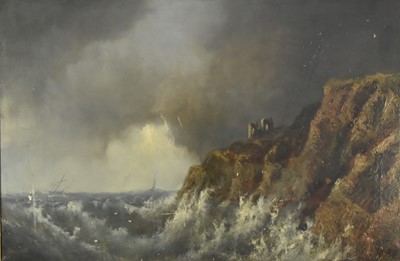 Lot 289 - A.W. Sharp (19th Century) Seascape with Ruins