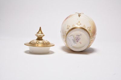 Lot 164 - A Royal Worcester pot pourri vase and cover decorated with fruit, dated 1937