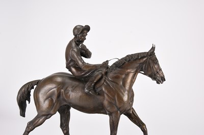 Lot 68 - Bernard Winskill (d. 1980), 'Balidar', a very large bronze sculpture of a racehorse and jockey