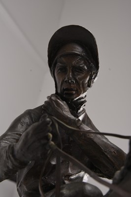 Lot 68 - Bernard Winskill (d. 1980), 'Balidar', a very large bronze sculpture of a racehorse and jockey