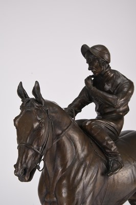 Lot 68 - Bernard Winskill (d. 1980), 'Balidar', a very large bronze sculpture of a racehorse and jockey
