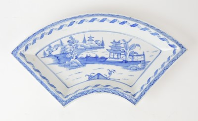 Lot 45 - A very rare Caughley 'Contemplation' fan-shaped quadrant dish