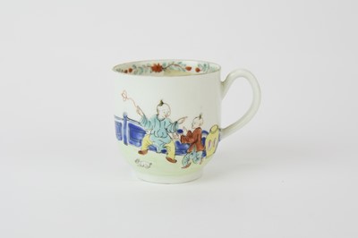 Lot 11 - A Worcester coffee cup, circa 1758-60, painted with Chinese figures