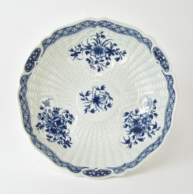 Lot 12 - A rare Worcester 'Junket Dish Florals' dish, circa 1765
