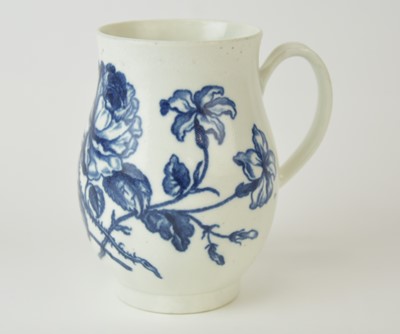 Lot A rare Caughley 'Thorny Rose' bell-shaped mug, circa 1776-1780