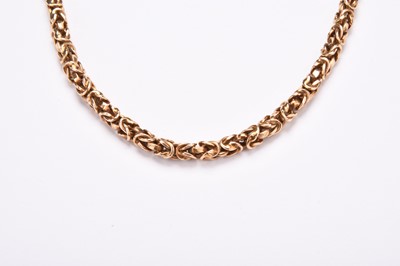 Lot 205 - A 9ct gold byzantine link chain necklace