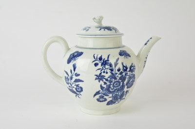 Lot 15 - A Worcester 'Three Flowers' teapot and cover, circa 1775-85