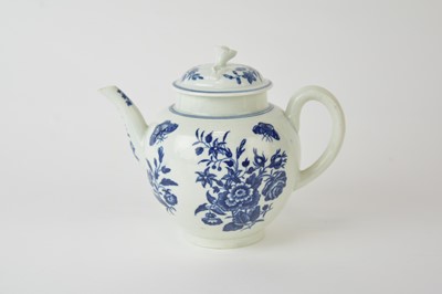 Lot 15 - A Worcester 'Three Flowers' teapot and cover, circa 1775-85