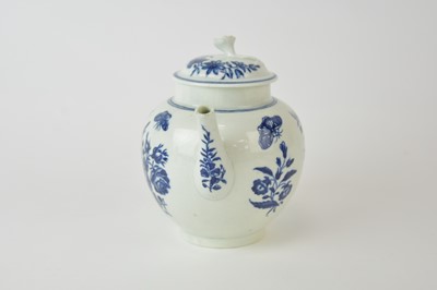 Lot 15 - A Worcester 'Three Flowers' teapot and cover, circa 1775-85