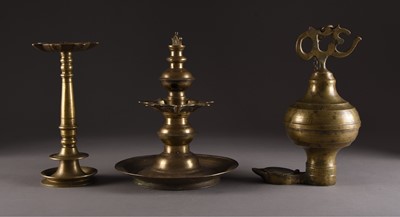 Lot 121 - An assembled group of Indian figural oil lamps, 19th-20th century