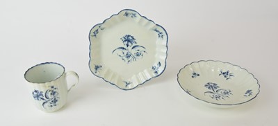 Lot 17 - Worcester 'Gillyflower' coffee cup, saucer and teapot stand, circa 1770