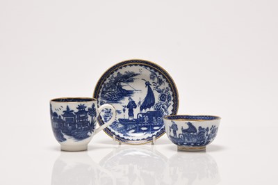 Lot 295 - Caughley 'Fisherman' tea bowl and a saucer with a 'Bandstand' coffee cup