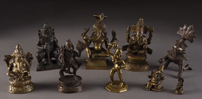 Lot 7 - An assembled group of Indian bronze figures of deities, 20th century