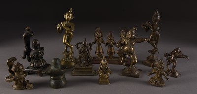 Lot 9 - An assembled group of Indian bronze figures of deities, 19th/20th century