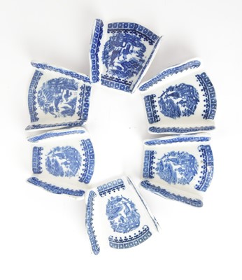 Lot 64 - A set of six Caughley 'Fisherman' asparagus servers, circa 1780-85