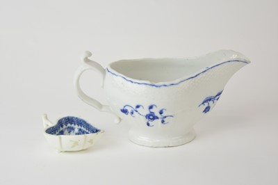 Lot 65 - Caughley 'Fisherman' butterboat and a Coalport 'Carnation' sauceboat