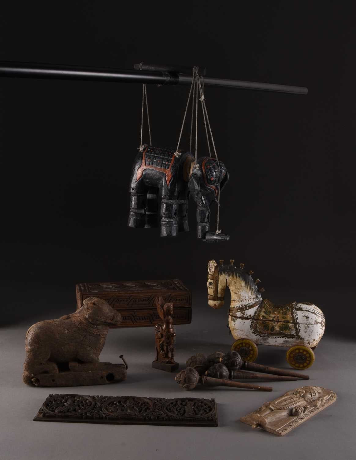 Lot 19 - An assembled group of Indian wood carvings, 18th-20th century