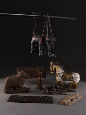 Lot 19 - An assembled group of Indian wood carvings, 18th-20th century