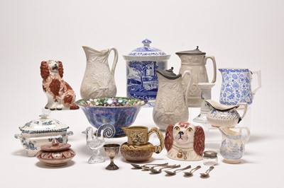 Lot 338 - Mixed lot of ceramics to include Isis Pottery flower brick, Staffordshire, Spode, etc