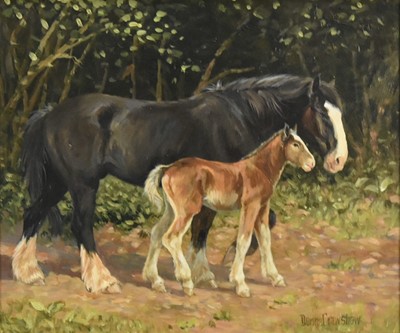 Lot 309 - Donna Crawshaw (b.1960) Mare and Foal