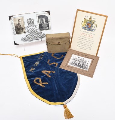 Lot 186 - WW2 Photographs, RASC Pennant, Binocular Case and Ephemera