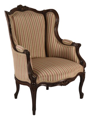 Lot 100 - A French upholstered mahogany armchair