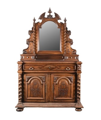 Lot 101 - A French mahogany mirror-back sideboard, 19th century