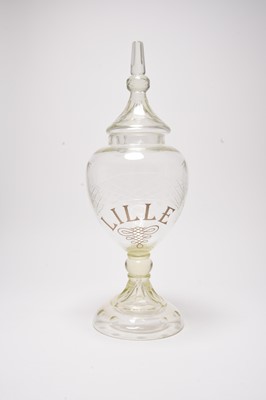 Lot 270 - A substantial Edwardian cut glass apothecary jar inscribed 'LILLE'