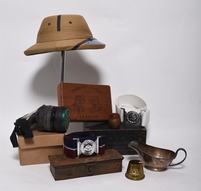 Lot 188 - Militaria Group — Khaki Flannel Shirt, WW2 Respirator, Belts and More